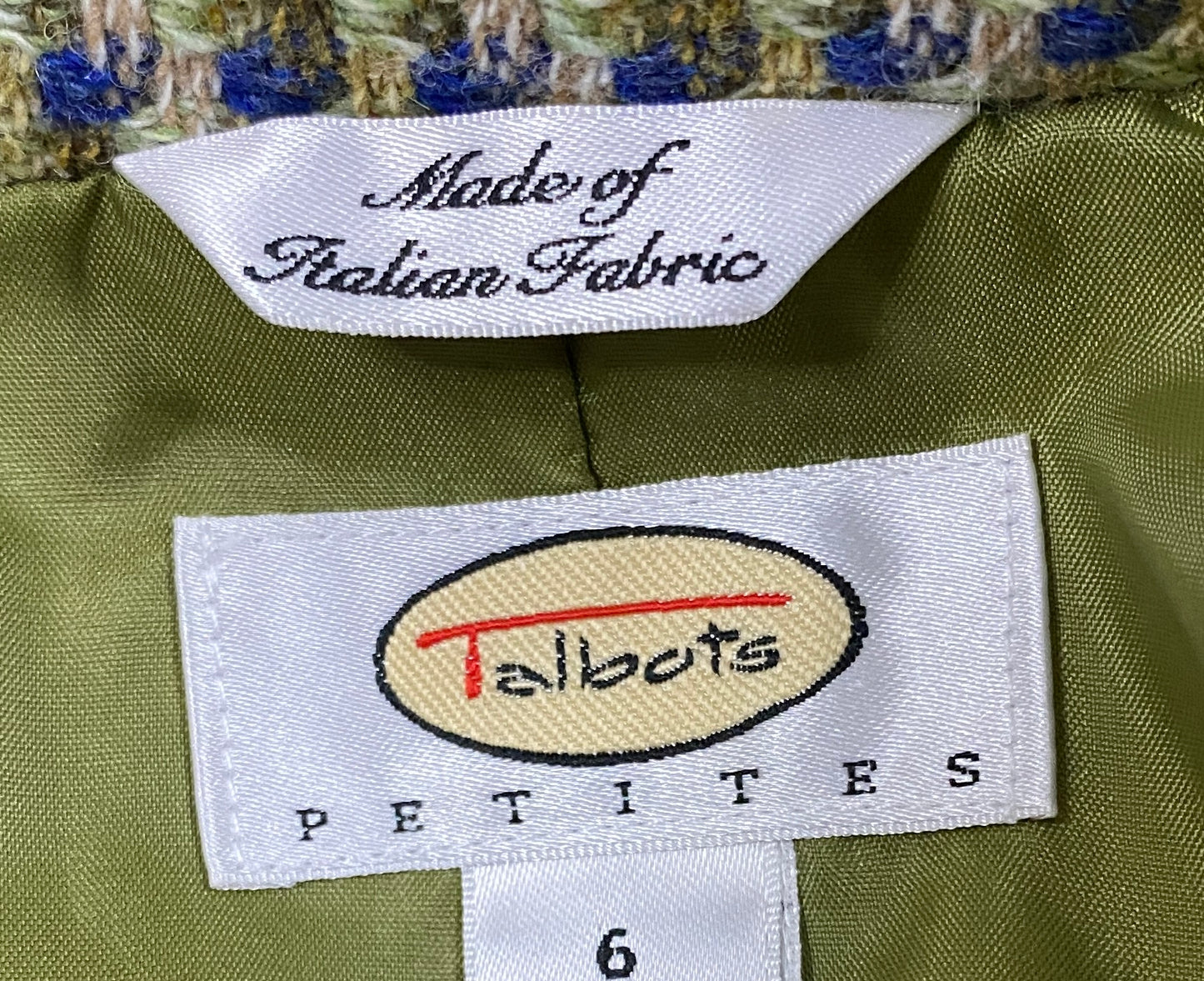 Talbots Blazer Boucle Green and Blue Size 6P  SKU 000315-5