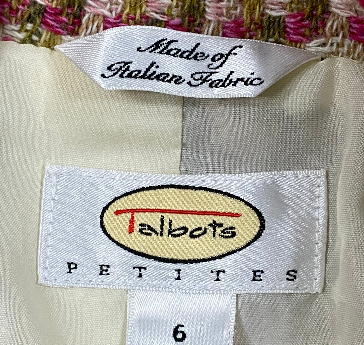 Talbots Blazer Boucle Pink and Green Size 6P  SKU 000315-7