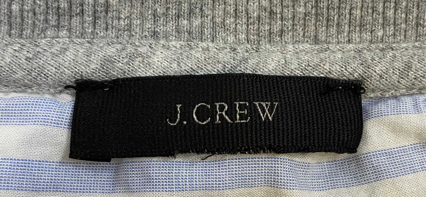 J Crew Sweater Ribbed Knit Grey and Blue White Pinstripe Back Size S SKU 000325-9