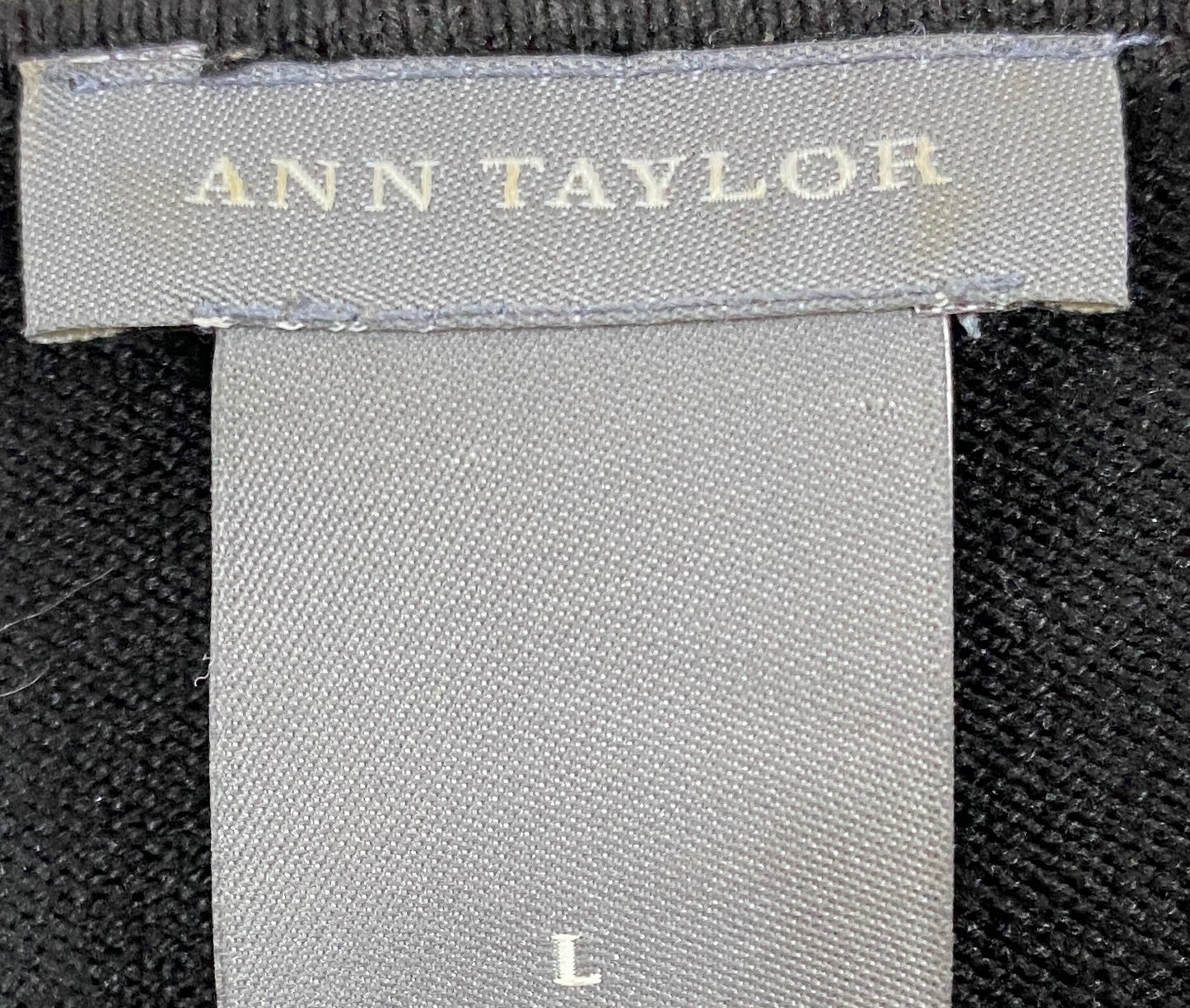 Ann Taylor Top Black with Black Beaded Belt  Size L  SKU 000325-15