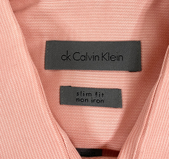 Calvin Klein Men's Shirt Coral Size 15 1/2   32-33  NWOT  SKU 000371-11