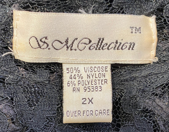 J M Collection CoverUp Black Lace Embellished Size 2X SKU 000323-7