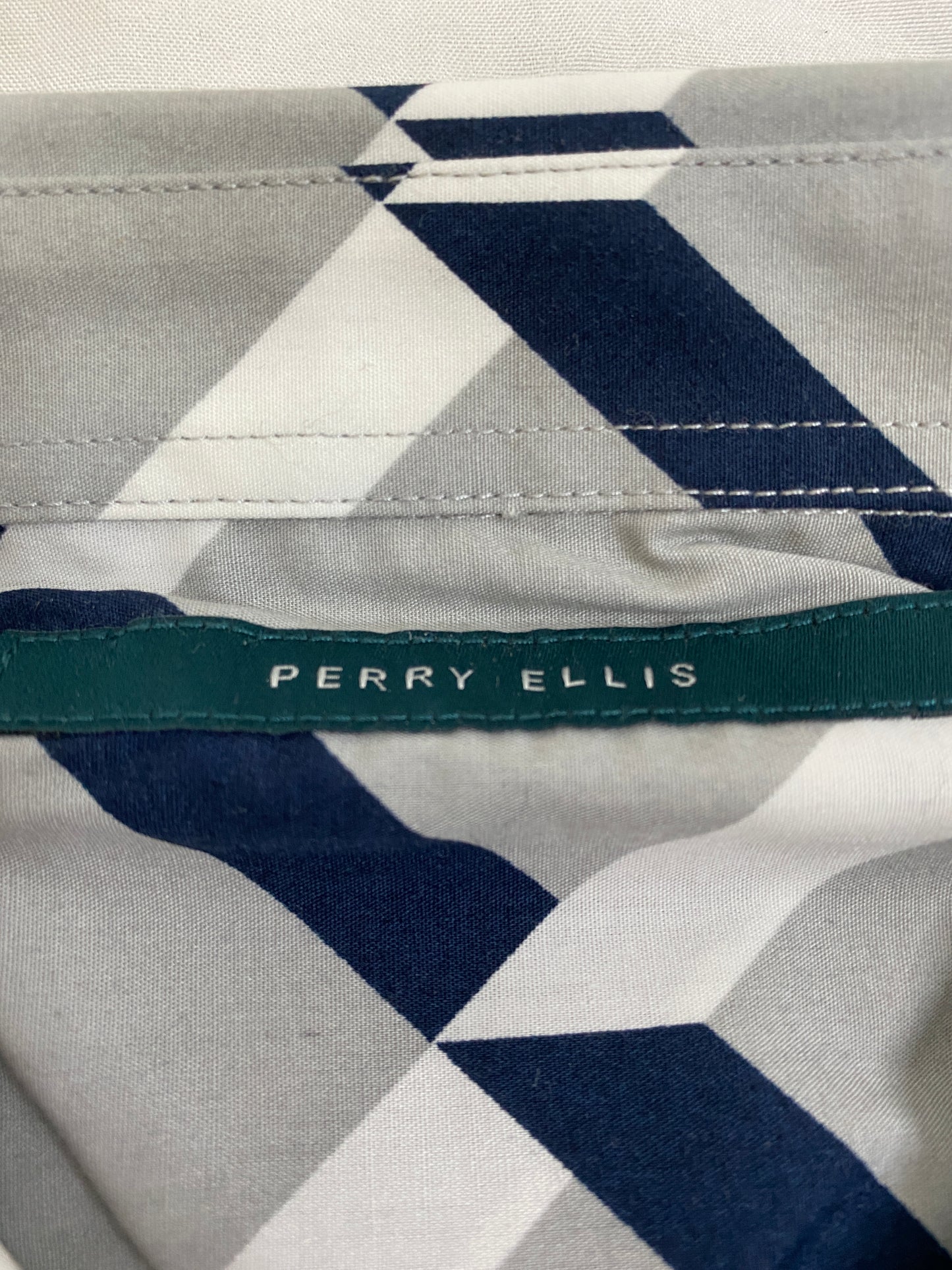 Perry Ellis 60's Shirt Men's Navy White Grey Size XXL NWT SKU 000183-2