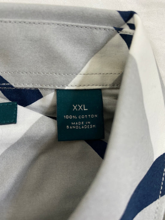 Perry Ellis 60's Shirt Men's Navy White Grey Size XXL NWT SKU 000183-2