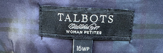Talbots Skirt Green Blue Plaid Pleated Size 16WP SKU 000403-2