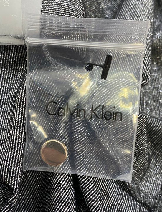 Calvin Klein Top Black Silver Metallic Size L  NWT SKU 000397-14