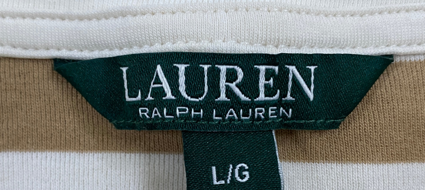 Ralph Lauren Top Tan Cream Striped Size L SKU 000410-10