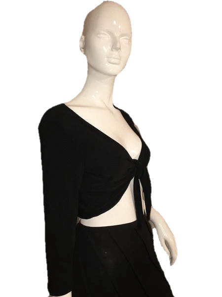 Load image into Gallery viewer, White House Black Market 90&amp;#39;s Long Sleeve Crop Top Black Size M SKU 000137
