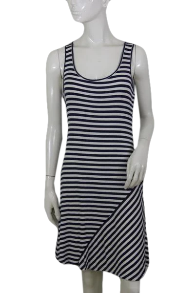 Calvin Klein 70's Blue and White Striped Rayon Nautical Style Dress Si –  Designers On A Dime