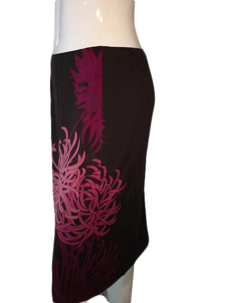 Load image into Gallery viewer, DKNY 70&amp;#39;s Skirt Black Foliage Print SKU 000094
