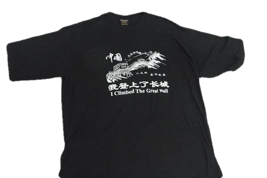 Men's Black I Climbed The Great Wall T-Shirt Size XXXXL SKU 000162
