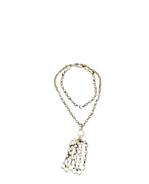 Vintage Necklace Pearls and Gold Chain 28" long  (SKU 000083)