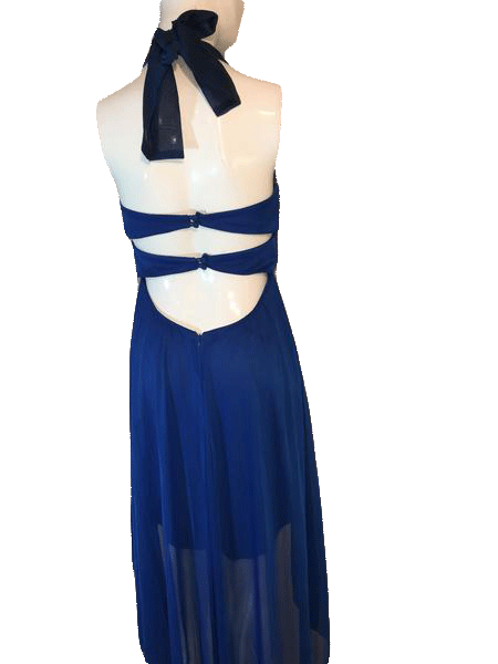 Load image into Gallery viewer, B. Smart 70&amp;#39;s Formal Royal Blue Gown Embellished Size 11 SKU 000200

