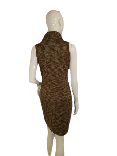 Load image into Gallery viewer, Calvin Klein Sleeveless Turtleneck Brown Knit Sweater Dress Size S SKU 000136
