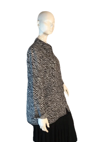 Liz Claiborne Collection 80's Black and White Zebra Stripe Long Sleeve Top Size 10 SKU 000205