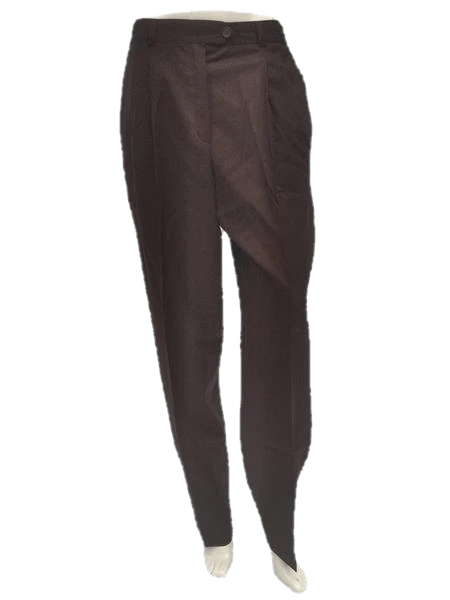 Escada Brown Pleated Dress Pants Size 42 SKU 000134