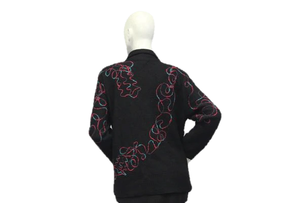 Load image into Gallery viewer, Coldwater Creek 90&amp;#39;s Black Embroidered Blazer Size XL P SKU 000058
