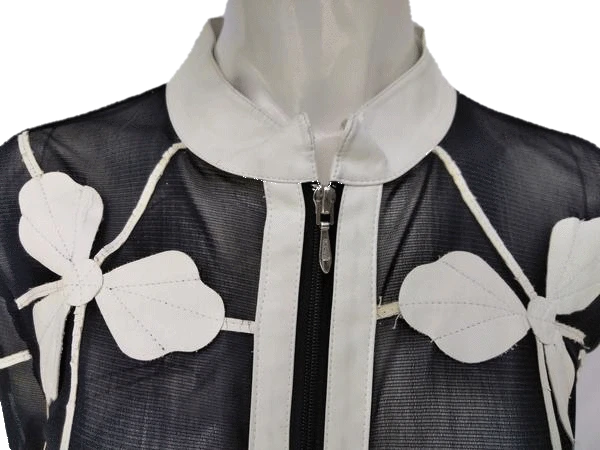 Peck & Peck Black and White Transparent Mesh Jacket Size L SKU 000156
