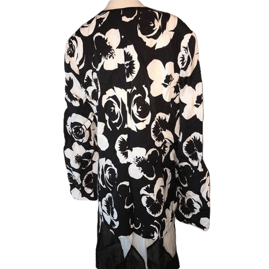 Albert Nipon Suits 70's White and Black Flowered Blazer Size XL SKU 000168