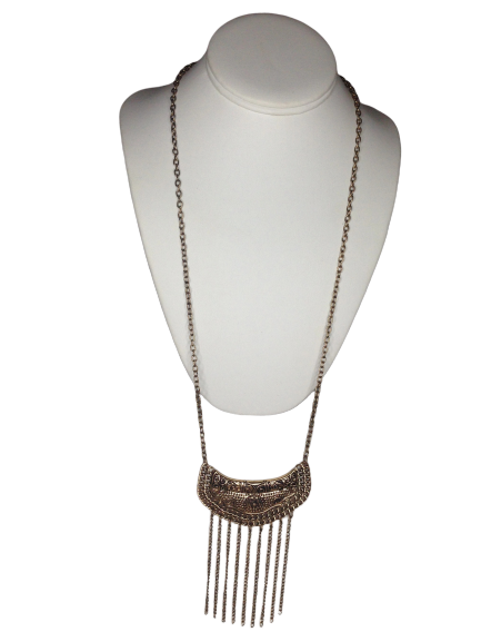 Necklace Gold Tone Decorated Pendant (SKU 000083)