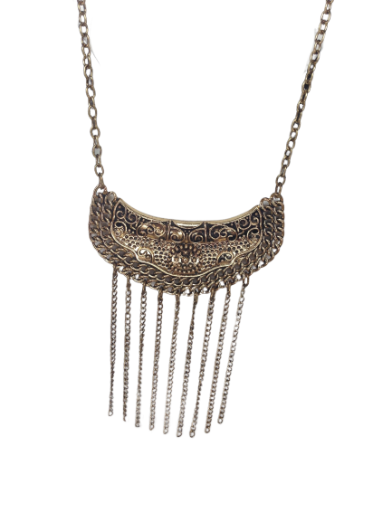 Necklace Gold Tone Decorated Pendant (SKU 000083)