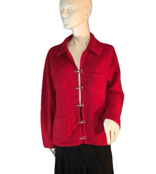 Andrea Viccaro 80's 100% Wool Red Long Sleeve Blazer Size Medium SKU 000203