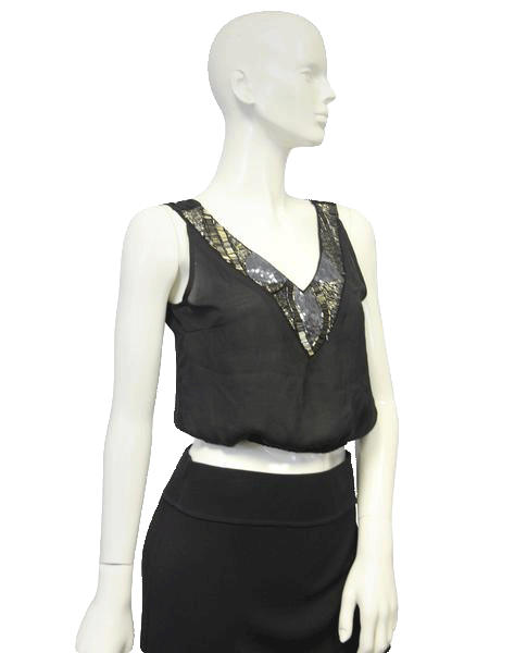 Load image into Gallery viewer, Black Embellished Beaded After Party Top Size Small SKU 000101
