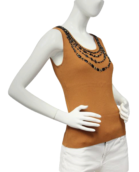 Beaded 90's Boho Burnt Orange Knit Top SKU 000101
