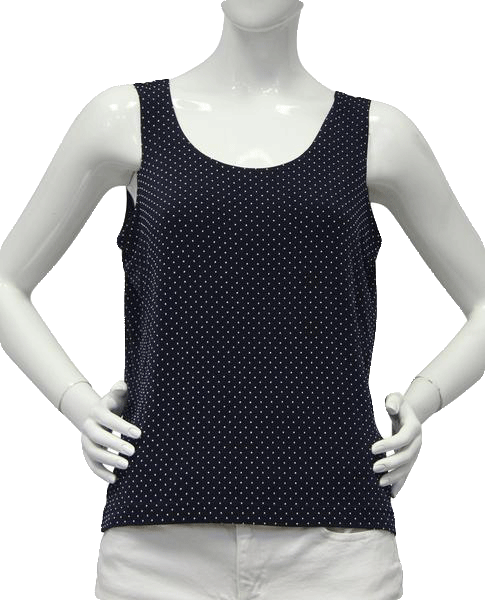 Chicos Travelers 80'S Navy Polka Dot Knit Pullover Top Size 2 SKU 000069