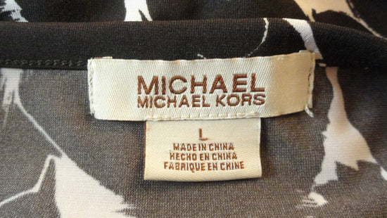 Michael Kors  Black and White Floral Short Sleeve Shirt Size L SKU 000207