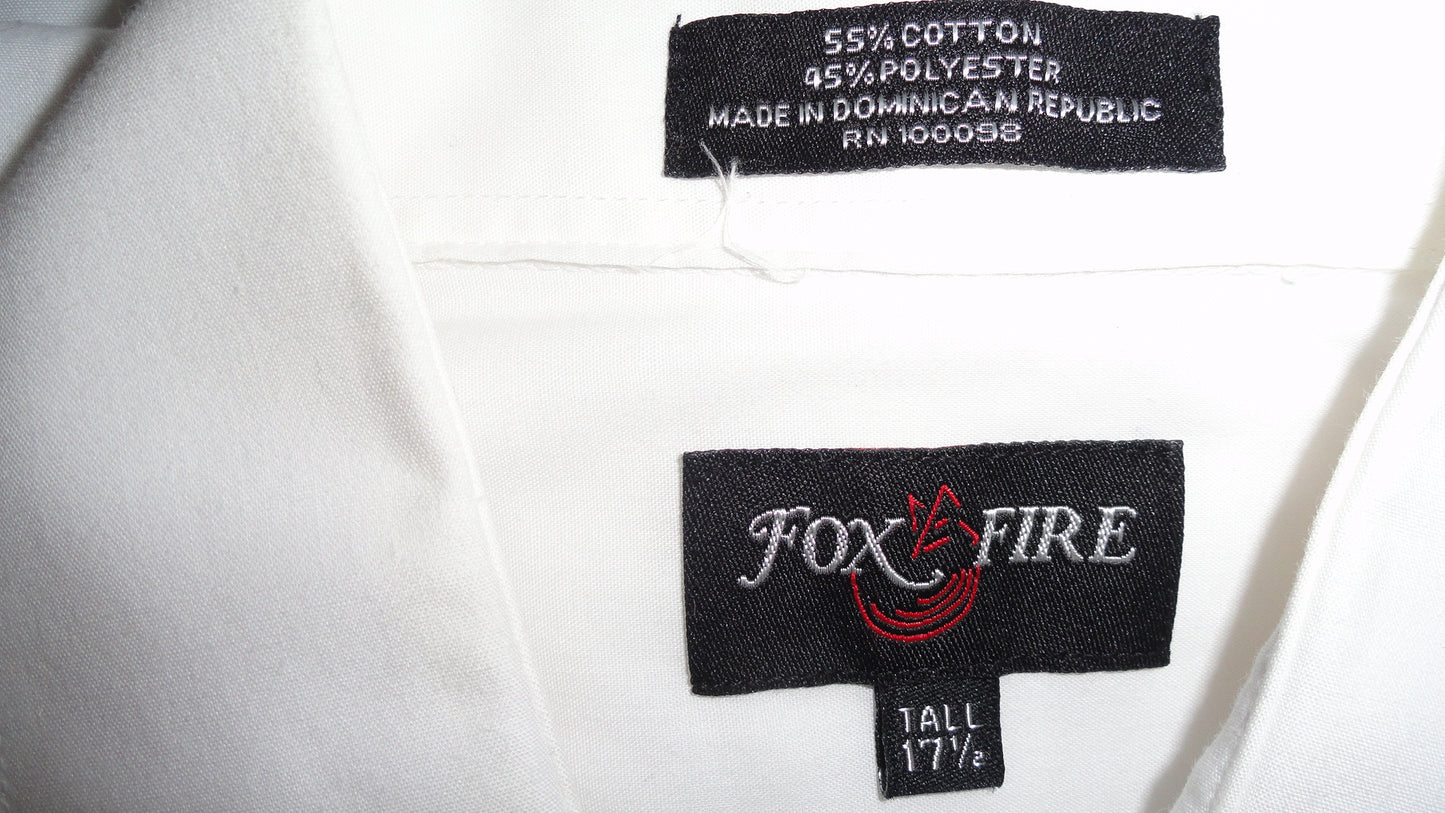 Fox Fire 90's Dress Shirt White Size 17 1/2 Tall SKU 000191-6