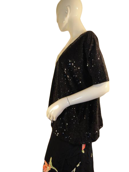 Load image into Gallery viewer, DKNY 70&amp;#39;s Sequin Top Black P/S (SKU 000188-6)

