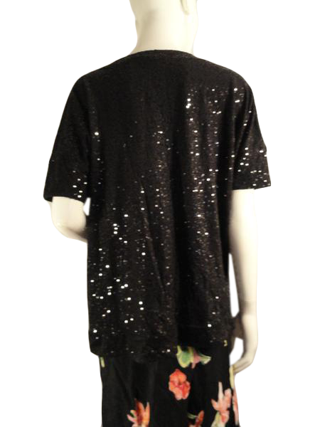 Load image into Gallery viewer, DKNY 70&amp;#39;s Sequin Top Black P/S (SKU 000188-6)

