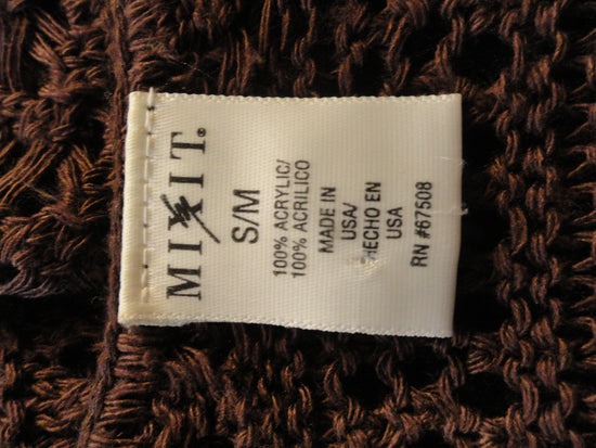 Load image into Gallery viewer, Mixit Knitted 70&amp;#39;s Lacey Top Brown Size S/M SKU 000128
