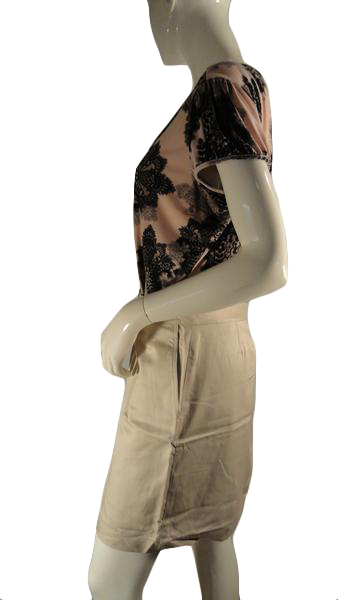 Ann Taylor Loft Beige Knee Length Skirt Size 8 SKU 000126