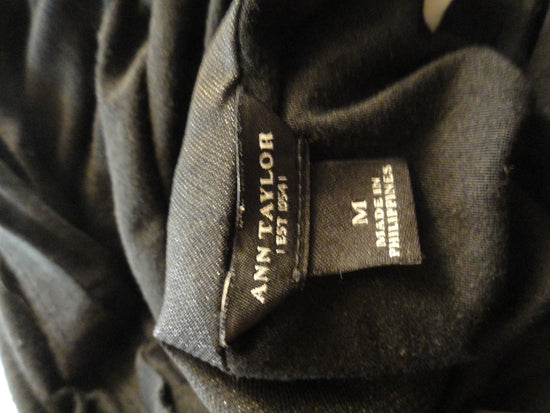 Ann Taylor Black Knit Top Black Shimmer Cowl Neck Size M SKU 000137