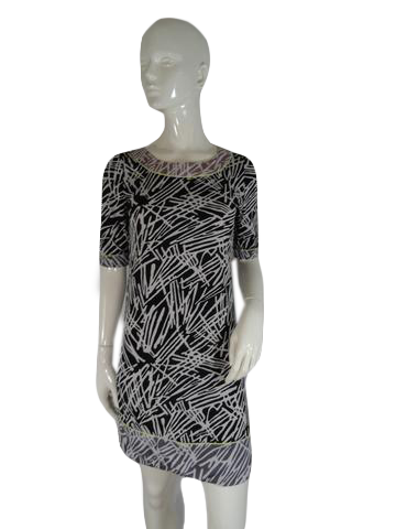 BCBG MAXAZRIA 80's Dress Black & White Pattern Size XS SKU 000195-9