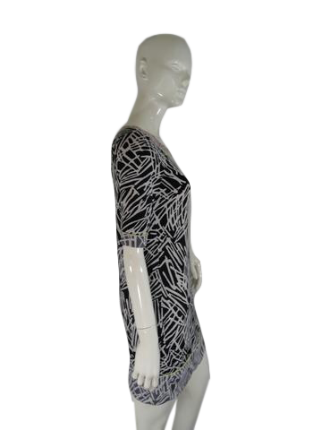 BCBG MAXAZRIA 80's Dress Black & White Pattern Size XS SKU 000195-9