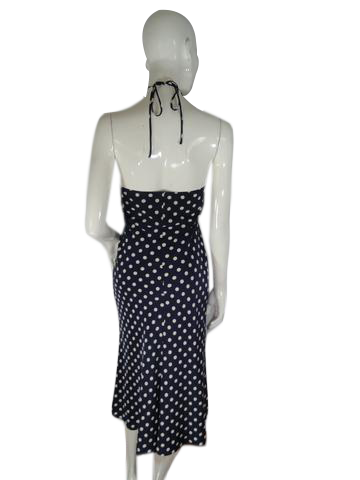 Load image into Gallery viewer, Ralph Lauren 80&amp;#39;s Dress Navy &amp;amp; Cream Size 10 SKU 000195-11
