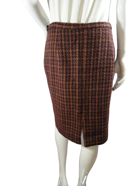 Rena Rowan for Saville 70's Tweed Skirt Brown & Burgundy Size 14 SKU 000154