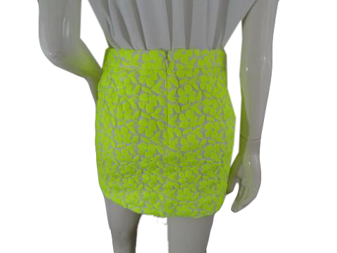 J. Crew 80's Skirt Neon Yellow and White  Size 2 SKU 000186-3