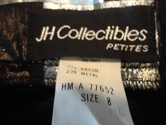 JH Collectibles Petites Skirt Metallic Silver, Black Sz 8 SKU 000013