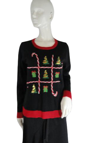 Karen Scott 80's Sweater Black, Red Size M SKU 000234-5