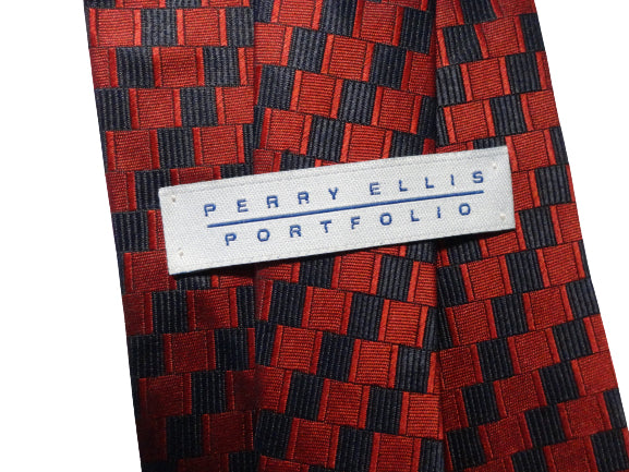 Men's Perry Ellis Collection Tie Dark Red and Navy Blue SKU 000284-4 Bg1