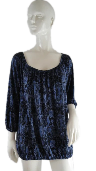 Load image into Gallery viewer, Michael Kors 90&amp;#39;s Top Black and Blue Size L SKU 000235-4

