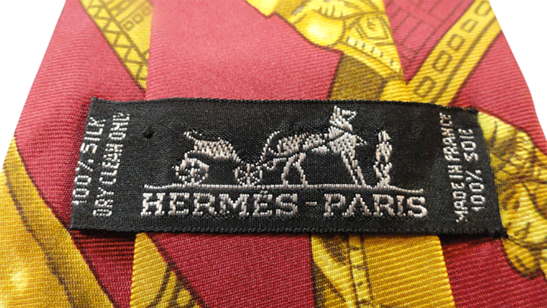 Men's Hermes-Paris Tie Red, Gold, Grey, Black, Blue SKU 000284-20 Bg2
