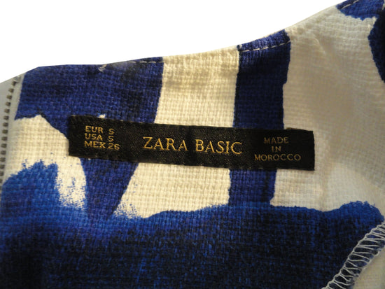 SOLD Zara Basic Blouse Blue and White Size 5 SKU 000150