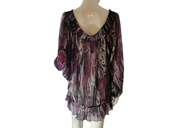 Pure Energy 60's Top with Colorful Designs Sz L SKU 000283-4