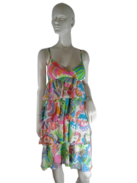 Trina Turk 80's Dress Multicolored Print Size 8 SKU 000237-9