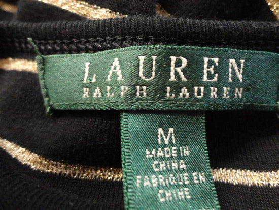 Ralph Lauren 60's (Gr) Top Black/Gold Stripes Sz M SKU 000291-5